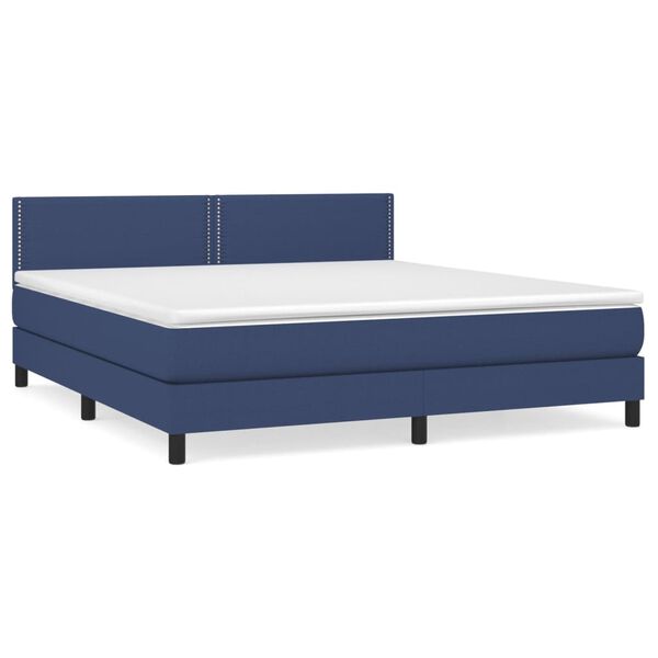 vidaXL Sommier &agrave; lattes de lit avec matelas Bleu 180x200 cm Tissu