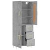 vidaXL Buffet haut Gris béton 69,5x34x180 cm Bois d'ingénierie