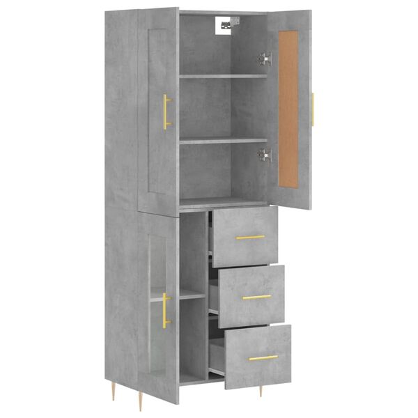 vidaXL Buffet haut Gris béton 69,5x34x180 cm Bois d'ingénierie