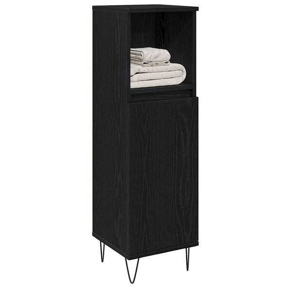 vidaXL Cabinet de salle de bain avec porte Ch&ecirc;ne noir 30 x 30 x 100 cm