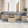 vidaXL Ensemble de canap&eacute; de jardin 7 pcs Beige Poly Rattan