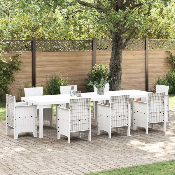 vidaXL Table de jardin pour repas Blanc 300 x 100 x 73 cm polyrotin