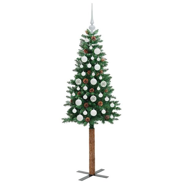 vidaXL Sapin de No&euml;l mince Vert 150 cm PVC et bois de pin massif