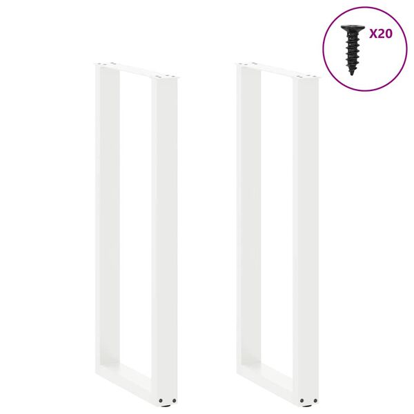 vidaXL Pieds de table de bar en U, 2 pi&egrave;ces, blanc, 40 x (110-111) cm, acier