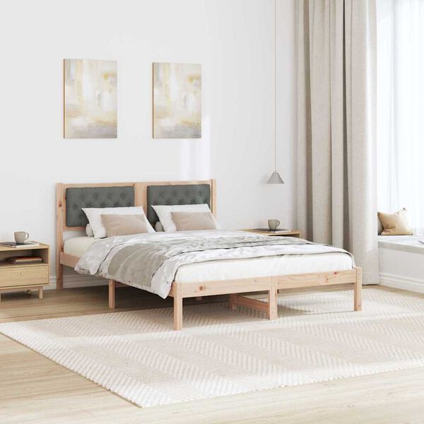 vidaXL Cadre de lit Gris fonc&eacute; 140 x 200 cm Pin massif
