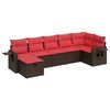 vidaXL Salon de jardin avec coussins 7 pcs marron r&eacute;sine tress&eacute;e