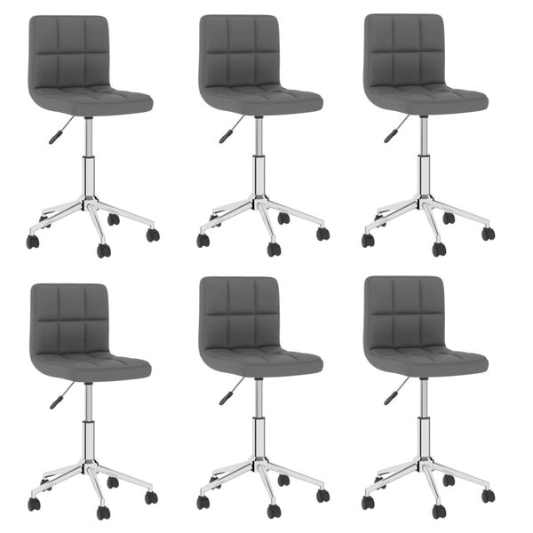 vidaXL Chaises pivotantes &agrave; manger lot de 6 gris similicuir