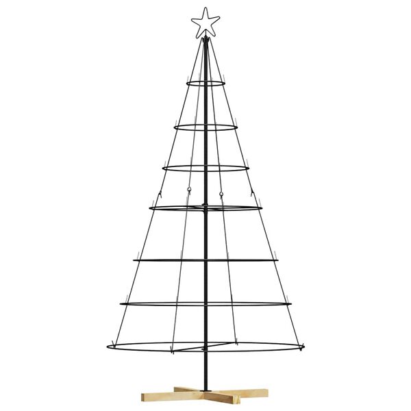 vidaXL Arbre en c&ocirc;ne de No&euml;l avec support Noir 180,5 cm Acier