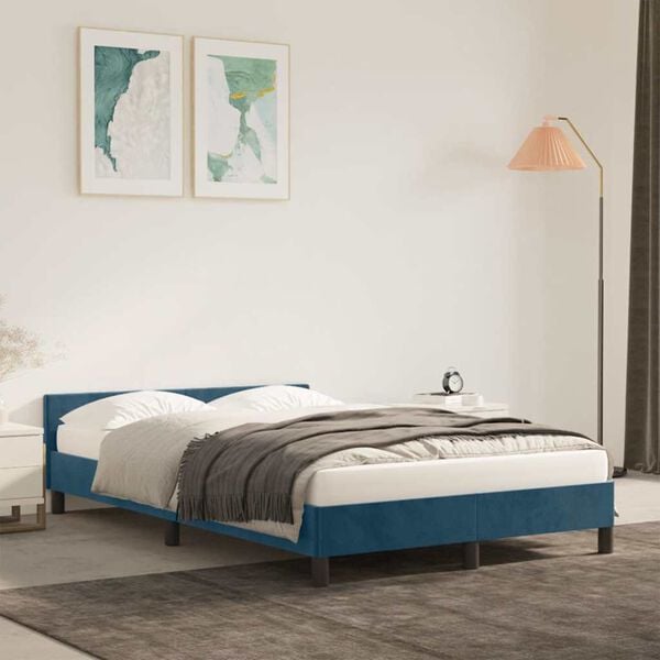 vidaXL Cadre de lit sans matelas bleu fonc&eacute; 120x190 cm velours