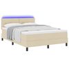 vidaXL Lit &agrave; ressorts avec matelas avec LED Cr&egrave;me 140 x 200 cm tissu