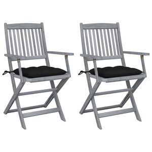 vidaXL Chaises pliables d'ext&eacute;rieur lot de 2 et coussins Bois d'acacia