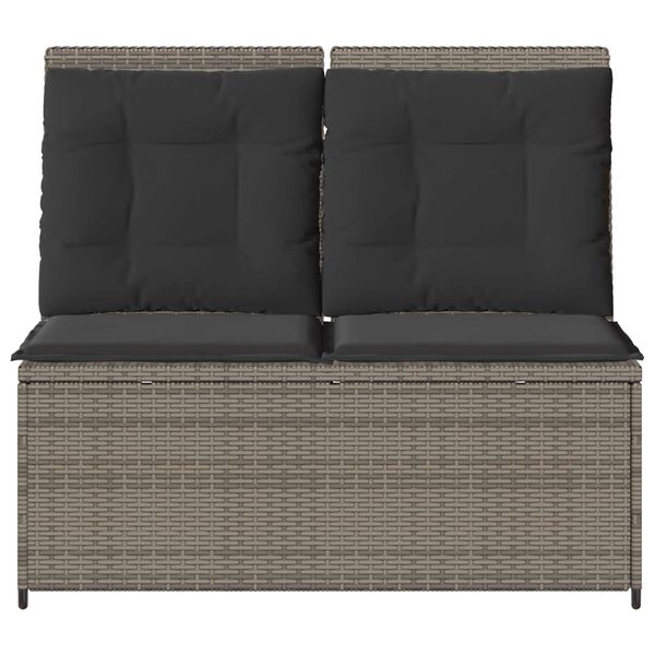 vidaXL Banc de jardin avec coussin Gris Poly rotin
