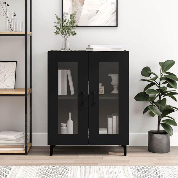 vidaXL Buffet noir 69,5x34x90 cm bois d'ing&eacute;nierie