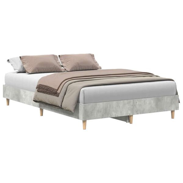 vidaXL Cadre de lit sans matelas gris b&eacute;ton 140x190 cm bois ing&eacute;nierie