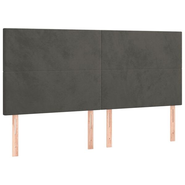 vidaXL T&ecirc;te de lit &agrave; LED Gris fonc&eacute; 200x5x118/128 cm Velours