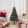 vidaXL Sapin de No&euml;l artificiel pr&eacute;-&eacute;clair&eacute; Noir 120 cm PVC