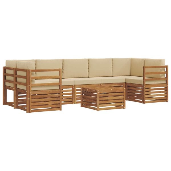 vidaXL Ensemble de canap&eacute;s d'ext&eacute;rieur 8 pcs Naturel et Beige