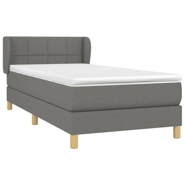 vidaXL Sommier &agrave; lattes de lit et matelas Gris fonc&eacute; 90x190 cm Tissu