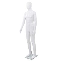 vidaXL Mannequin homme corps complet base verre Blanc brillant 185 cm