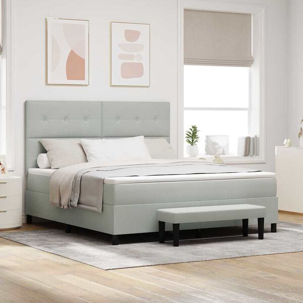 vidaXL Lit &agrave; ressorts avec matelas Gris clair 180 x 200 cm Velours
