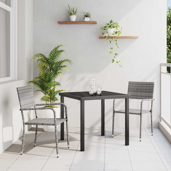 vidaXL Ensemble de salle &agrave; manger pour jardin 3 pcs Gris polyrotin
