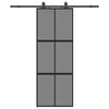 vidaXL Porte coulissante kit quincaillerie noir 76x205 cm verre tremp&eacute;