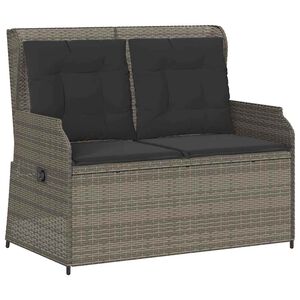 vidaXL Banc inclinable de jardin avec coussins gris r&eacute;sine tress&eacute;e