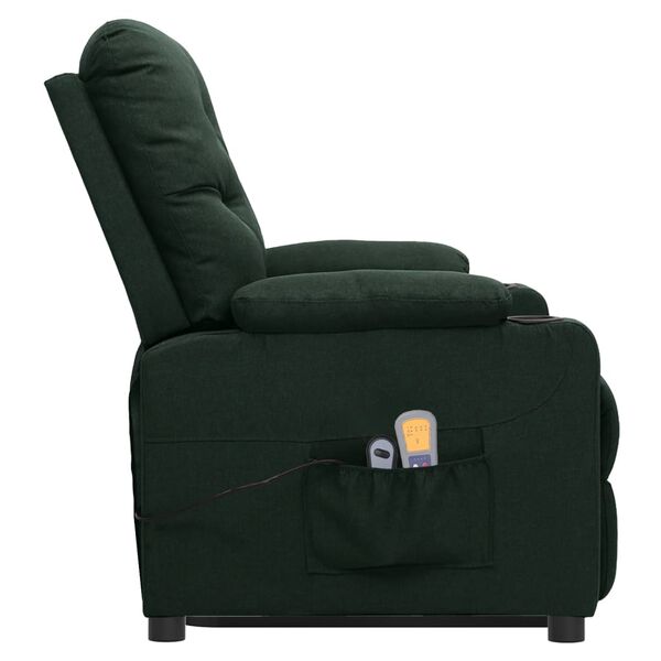 vidaXL Fauteuil de massage Vert fonc&eacute; Tissu