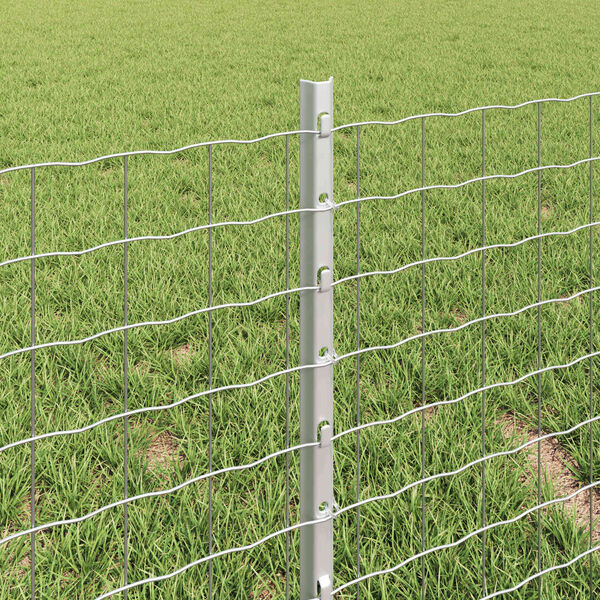 vidaXL Cl&ocirc;ture avec poteau Argent&eacute; 0,4 x 25 m Acier