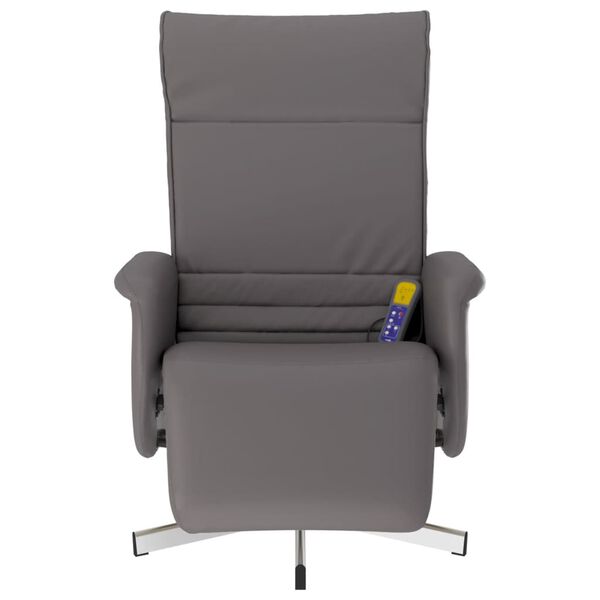 vidaXL Fauteuil inclinable de massage repose-pieds gris similicuir
