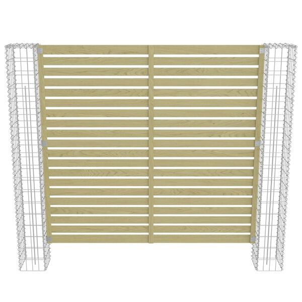 vidaXL Panneau de cl&ocirc;ture de jardin avec poteaux en gabion Bois de pin