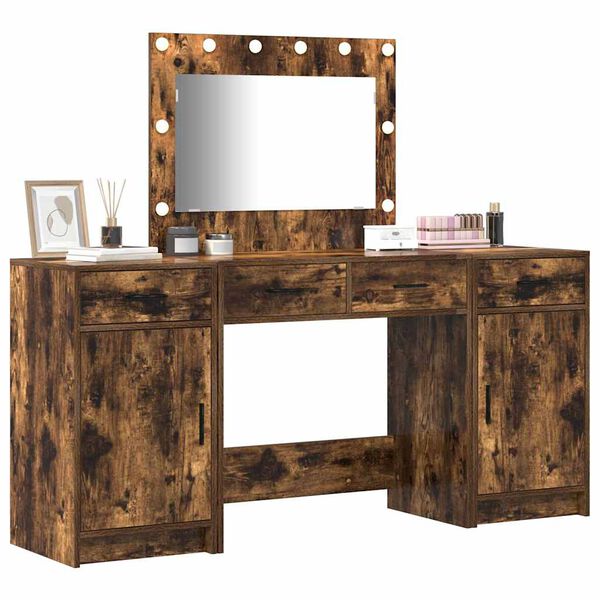 vidaXL Table de Toilette avec tiroir 3 pcs Marron Bois d'ing&eacute;nierie