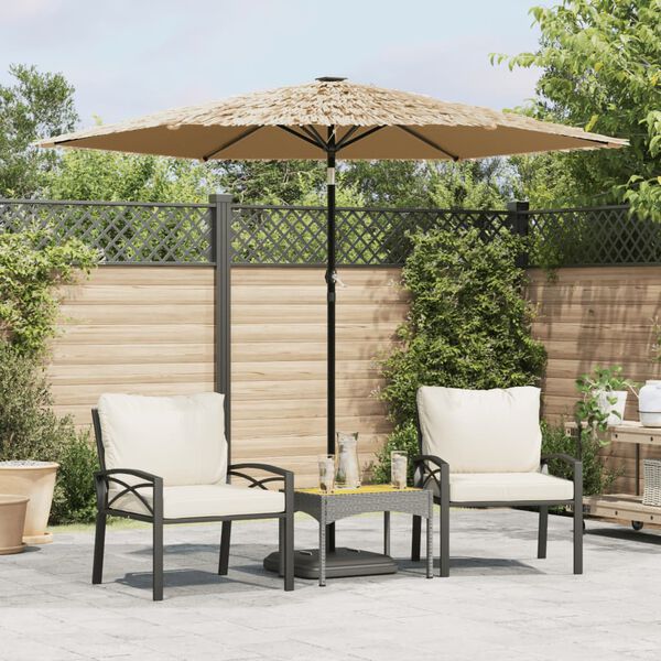 vidaXL Parasol de jardin avec LED et m&acirc;t en acier marron 268x268x226cm