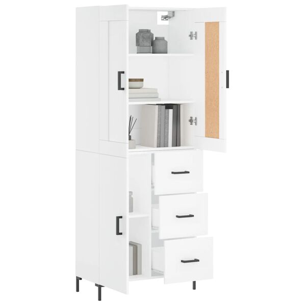 vidaXL Buffet haut Blanc 69,5x34x180 cm Bois d'ing&eacute;nierie
