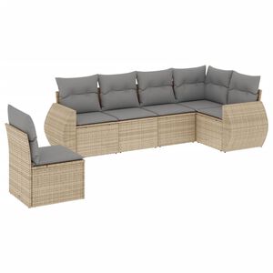 vidaXL Salon de jardin avec coussins 6 pcs beige r&eacute;sine tress&eacute;e