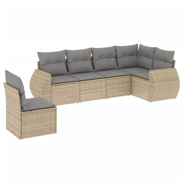 vidaXL Salon de jardin avec coussins 6 pcs beige r&eacute;sine tress&eacute;e