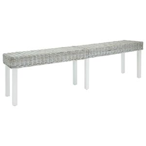 vidaXL Banc Blanc 160x35x45 cm Rotin kubu naturel et acajou solide