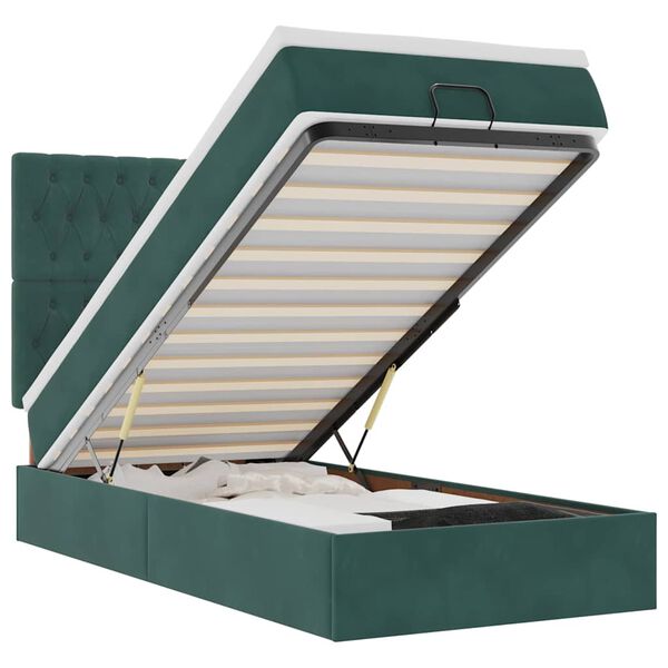 vidaXL Cadre de lit ottoman avec matelas vert foncé 90x190 cm velours