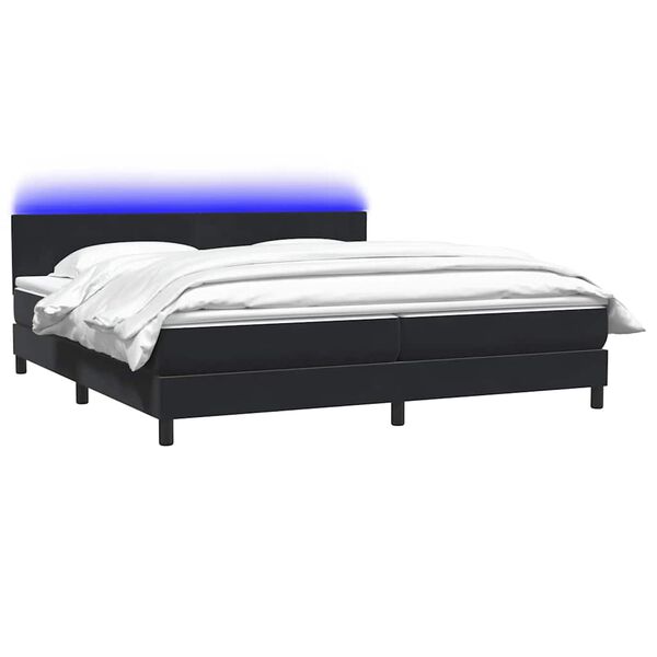 vidaXL Sommier &agrave; lattes de lit avec matelas et LED noir 180x220 cm velours