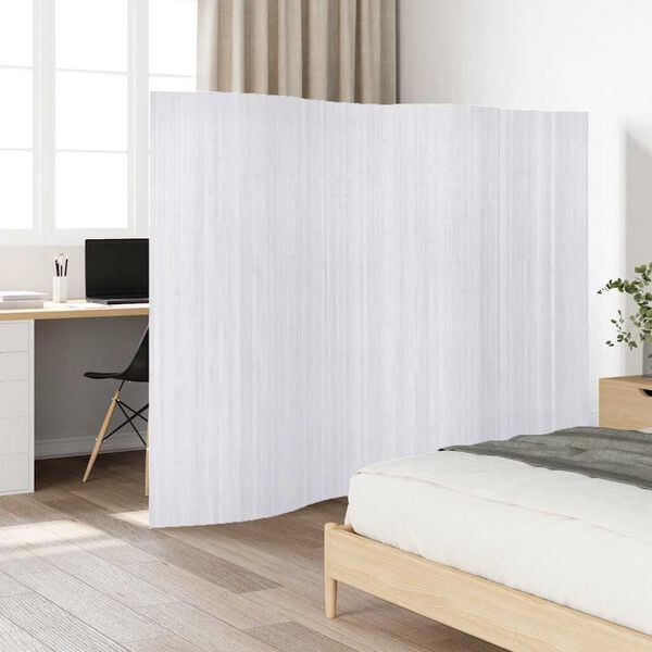 vidaXL Cloison de s&eacute;paration bambou blanc largeur 250 cm hauteur 165 cm