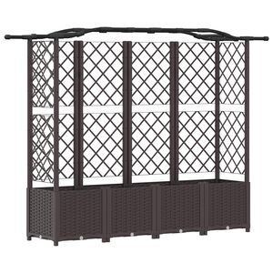 vidaXL Lit &Eacute;lev&eacute; avec Treillis et Toit Marron 204 x 40 x 141 cm PP
