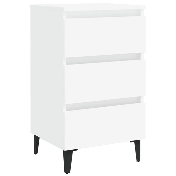 vidaXL Tables de chevet avec pieds en m&eacute;tal 2 pcs Blanc 40x35x69 cm
