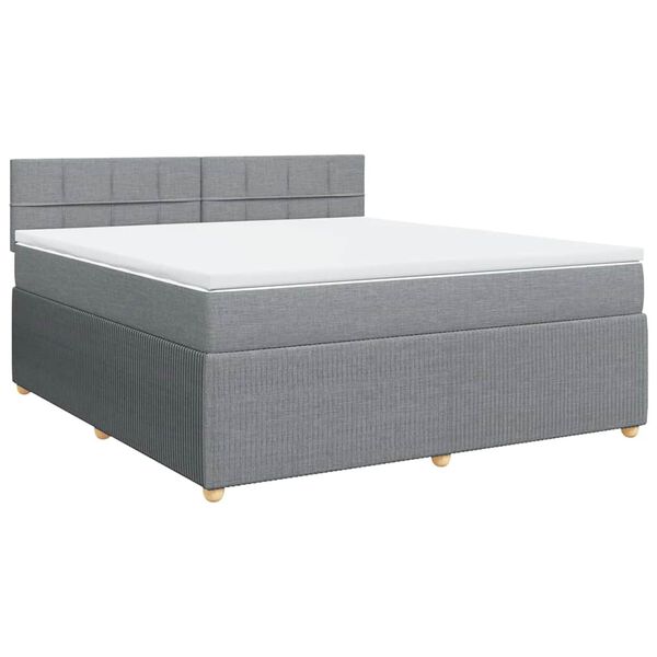 vidaXL Sommier à lattes de lit avec matelas Gris clair 180x200cm Tissu