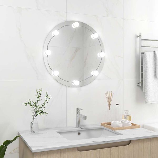 vidaXL Miroir mural avec lampes LED Rond Verre