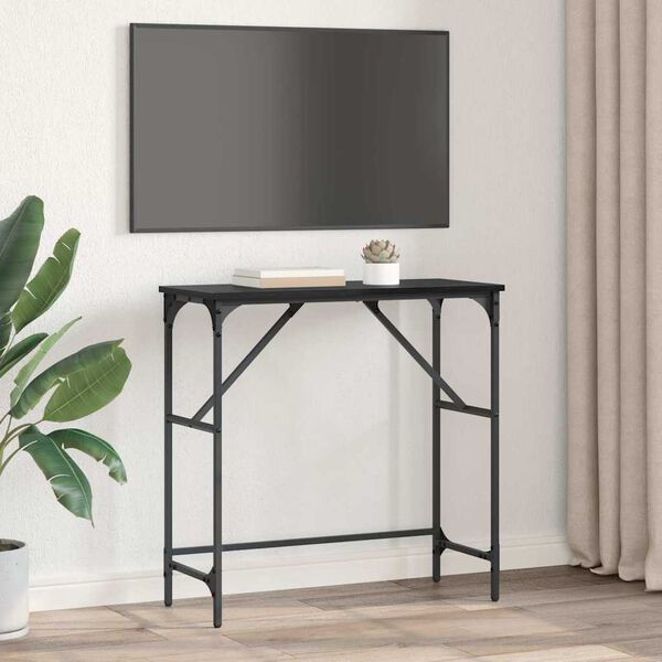 vidaXL Table console Ch&ecirc;ne noir 75 x 32 x 75 cm Bois d'ing&eacute;nierie