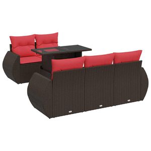 vidaXL Salon de jardin avec coussins 6pcs marron r&eacute;sine tress&eacute;e acacia