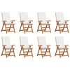 vidaXL Chaise de jardin 8 pc Marron et blanc Bois de teck massif