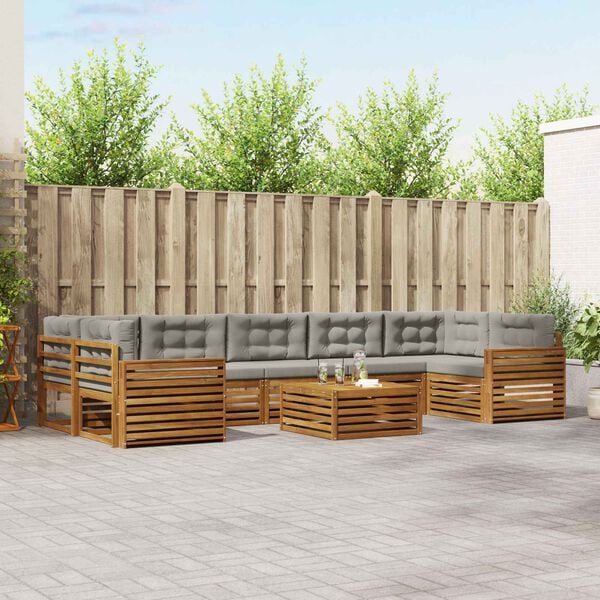 vidaXL Ensemble de canap&eacute;s d'ext&eacute;rieur 8 pcs Gris Naturel et Clair