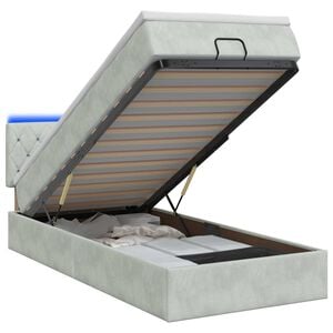 vidaXL Lit coffre avec matelas et LED Gris clair 90 x 190 cm Velours