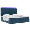 vidaXL Cadre de lit ottoman avec matelas bleu fonc&eacute; 200x200 cm velours